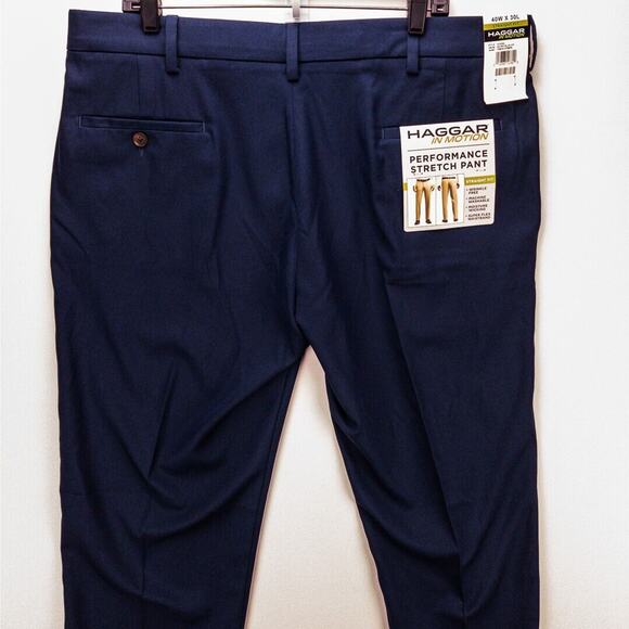 Haggar Chinos Men's 40X30 Pants Blue Stretch Straight Leg Wrinkle Free Polyester - Picture 11 of 13
